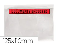 Pochette documents ci-inclus q-connect auto-adhesive transparente 125x110mm texte anglais paquet 100 unites