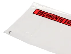 Pochette documents ci-inclus q-connect auto-adhesive transparente 165x122mm texte anglais paquet 100 unites