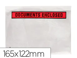 Pochette documents ci-inclus q-connect auto-adhesive transparente 165x122mm texte anglais paquet 100 unites