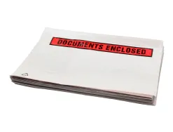 Pochette documents ci-inclus q-connect auto-adhesive transparente 165x122mm texte anglais paquet 100 unites