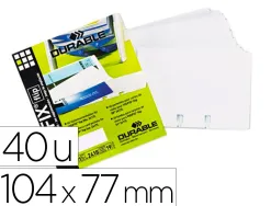 Pochette durable transparente amovible capacité 80 cartes de visite 104x54mm recto verso paquet 40 unités