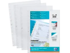 Pochette elba recharge protège-documents vario zip polyvision cristal lisse a4 210x297mm paquet 10 unités