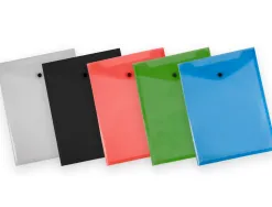 Pochette enveloppe liderpapel polypropylene 180 microns a4 297x210mm avec soufflet 300f fermeture bouton transparent