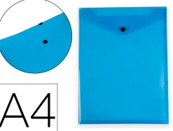 Pochette enveloppe liderpapel polypropylene 180 microns a4 297x210mm avec soufflet fermeture bouton bleu