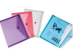 Pochette enveloppe liderpapel polypropylène 180 microns a4 297x210mm fermeture bouton résistant assortis pack 4 unités