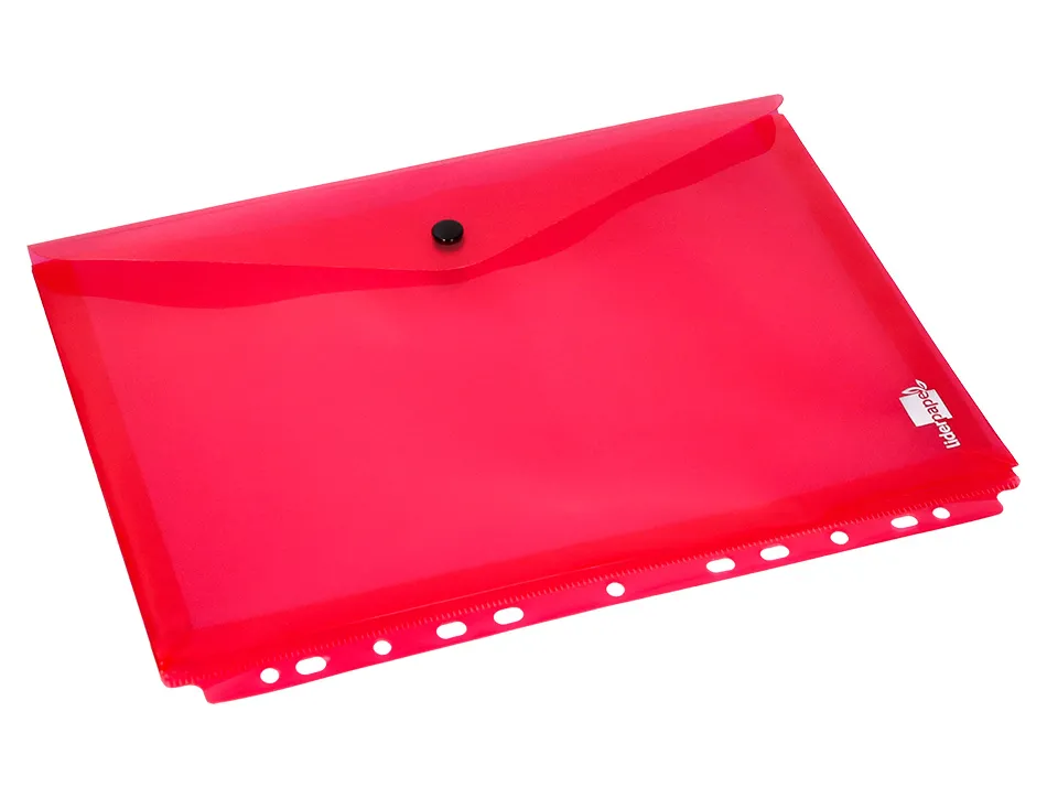 Pochette enveloppe liderpapel polypropylène 180 microns a4 210x297mm 50f résistant perforée coloris assortis pack 5u