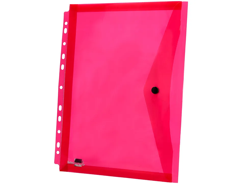 Pochette enveloppe liderpapel polypropylène 180 microns a4 210x297mm 50f résistant perforée coloris assortis pack 5u