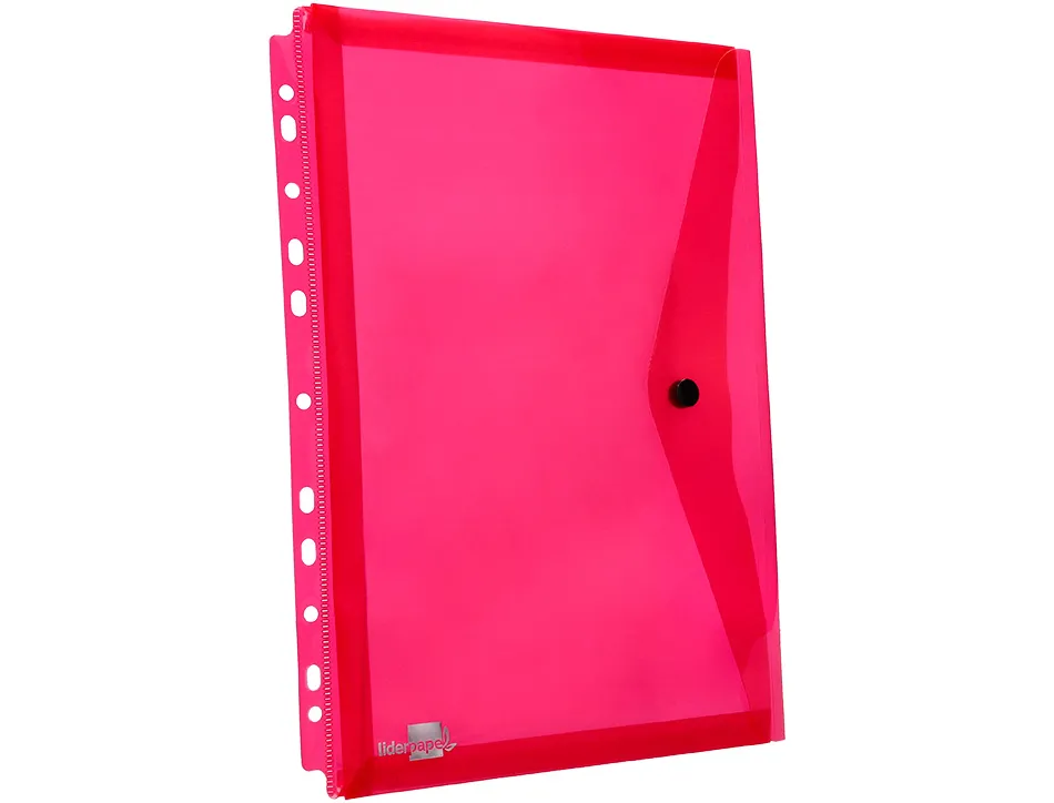 Pochette enveloppe liderpapel polypropylène 180 microns a4 210x297mm 50f résistant perforée coloris assortis pack 5u