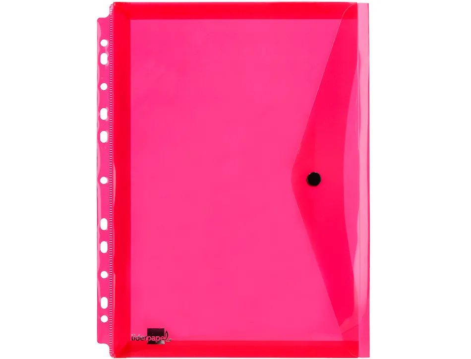 Pochette enveloppe liderpapel polypropylène 180 microns a4 210x297mm 50f résistant perforée coloris assortis pack 5u