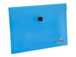 Pochette enveloppe liderpapel polypropylène 180 microns a6 148x105mm 50f fermeture bouton transparent bleu