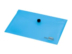 Pochette enveloppe liderpapel polypropylène 180 microns a6 148x105mm 50f fermeture bouton transparent bleu