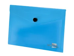 Pochette enveloppe liderpapel polypropylène 180 microns a6 148x105mm 50f fermeture bouton transparent bleu