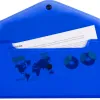Pochette enveloppe liderpapel polypropylène 180 microns 260x140mm 50f fermeture bouton résistant transparent bleu
