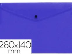 Pochette enveloppe liderpapel polypropylène 180 microns 260x140mm 50f fermeture bouton résistant transparent bleu