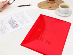 Pochette enveloppe liderpapel polypropylène 180 microns a4 297x210mm fermeture velcro coloris rouge