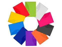 Pochette enveloppe liderpapel polypropylène 180 microns a4 297x210mm fermeture velcro coloris assortis pack 12 unités