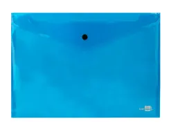Pochette enveloppe liderpapel polypropylène 180 microns a4 297x210mm 50f fermeture bouton résistant transparent bleu