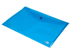 Pochette enveloppe liderpapel polypropylène 180 microns a4 297x210mm 50f fermeture bouton résistant transparent bleu