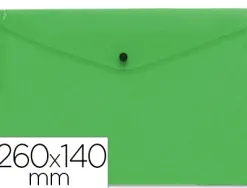 Pochette enveloppe liderpapel polypropylène 180 microns 260x140mm 50f fermeture bouton résistant transparent vert