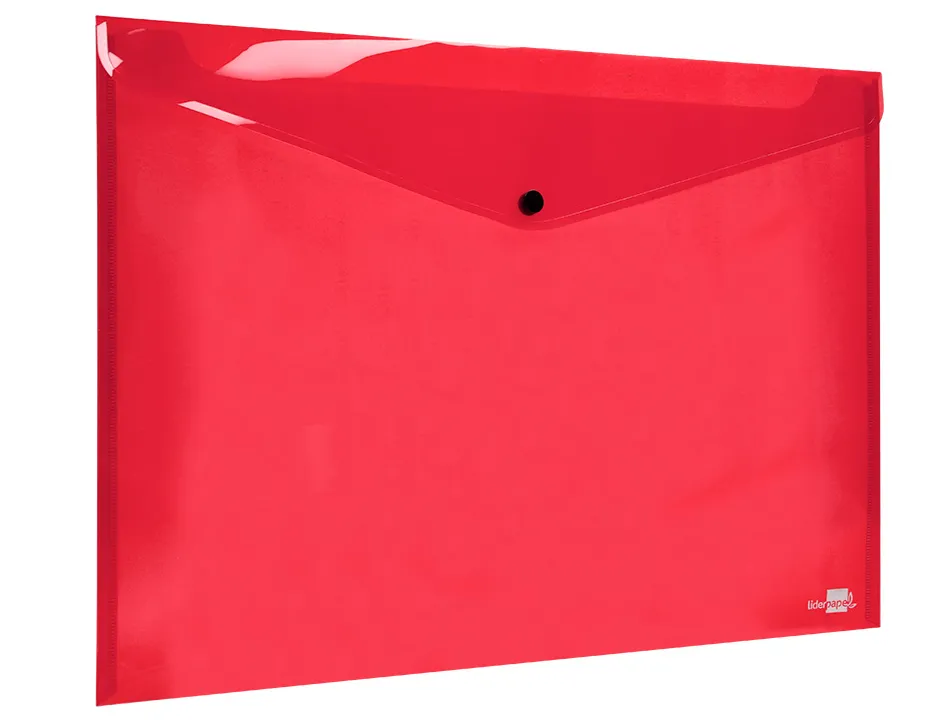 Pochette enveloppe liderpapel polypropylene 180 microns a3 420x297mm 50f fermeture bouton resistant rouge