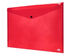 Pochette enveloppe liderpapel polypropylene 180 microns a3 420x297mm 50f fermeture bouton resistant rouge