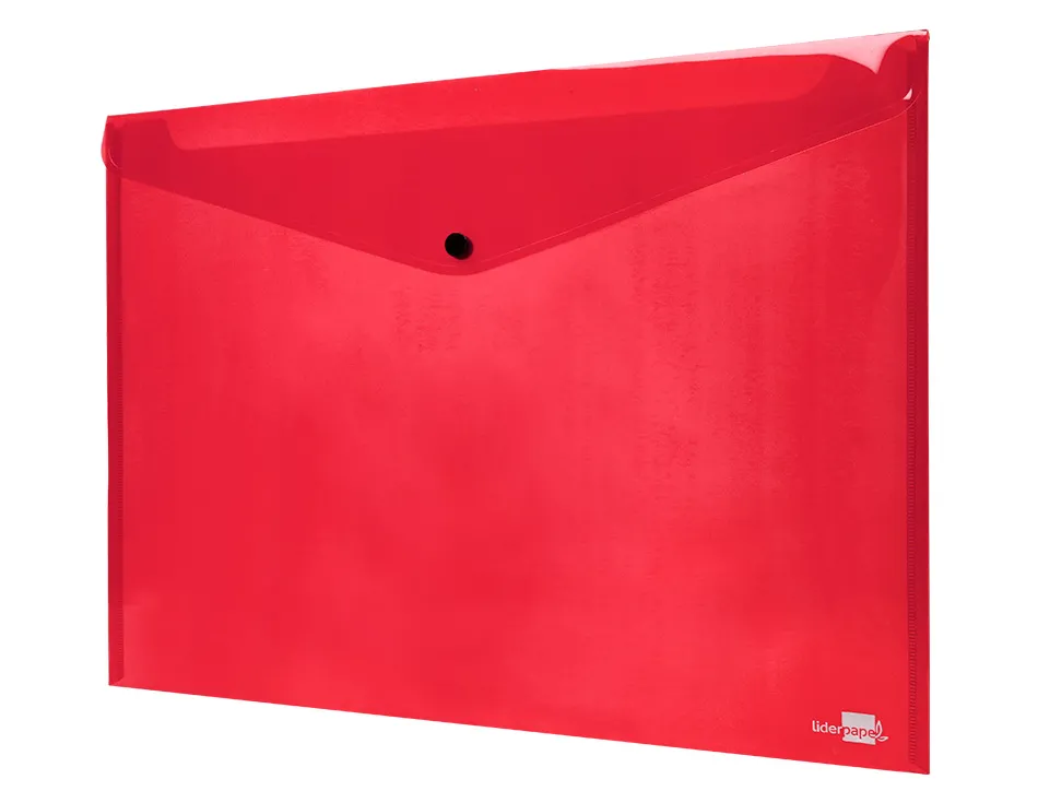 Pochette enveloppe liderpapel polypropylene 180 microns a3 420x297mm 50f fermeture bouton resistant rouge