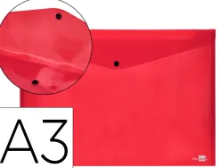 Pochette enveloppe liderpapel polypropylene 180 microns a3 420x297mm 50f fermeture bouton resistant rouge