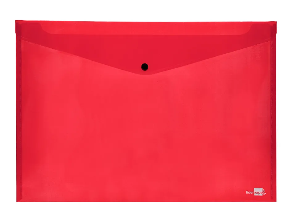 Pochette enveloppe liderpapel polypropylene 180 microns a3 420x297mm 50f fermeture bouton resistant rouge