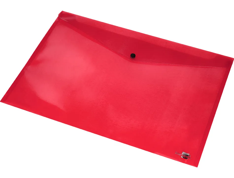 Pochette enveloppe liderpapel polypropylene 180 microns a3 420x297mm 50f fermeture bouton resistant rouge