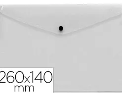 Pochette enveloppe liderpapel polypropylène 180 microns 260x140mm 50f fermeture bouton résistant transparent