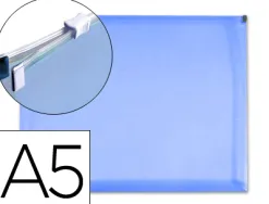Pochette enveloppe liderpapel polypropylène 180 microns a5 210x148mm fermeture éclair a5 transparent bleu