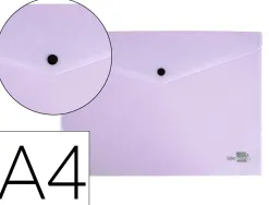 Pochette enveloppe liderpapel polypropylene 180 microns a4 97x210mm 50f fermeture bouton lavande opaque