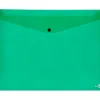 Pochette enveloppe liderpapel polypropylène 180 microns a3 420x297mm 50f fermeture bouton résistant transparent vert
