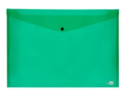 Pochette enveloppe liderpapel polypropylène 180 microns a3 420x297mm 50f fermeture bouton résistant transparent vert