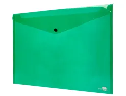 Pochette enveloppe liderpapel polypropylène 180 microns a3 420x297mm 50f fermeture bouton résistant transparent vert
