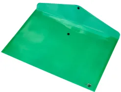 Pochette enveloppe liderpapel polypropylène 180 microns a3 420x297mm 50f fermeture bouton résistant transparent vert