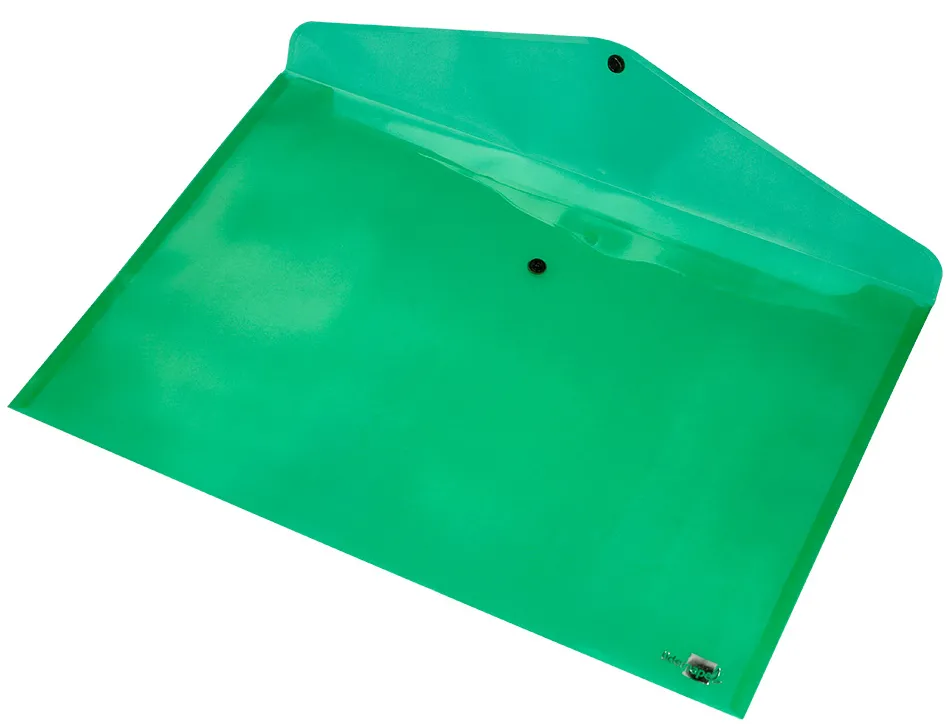 Pochette enveloppe liderpapel polypropylène 180 microns a3 420x297mm 50f fermeture bouton résistant transparent vert