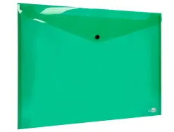 Pochette enveloppe liderpapel polypropylène 180 microns a3 420x297mm 50f fermeture bouton résistant transparent vert