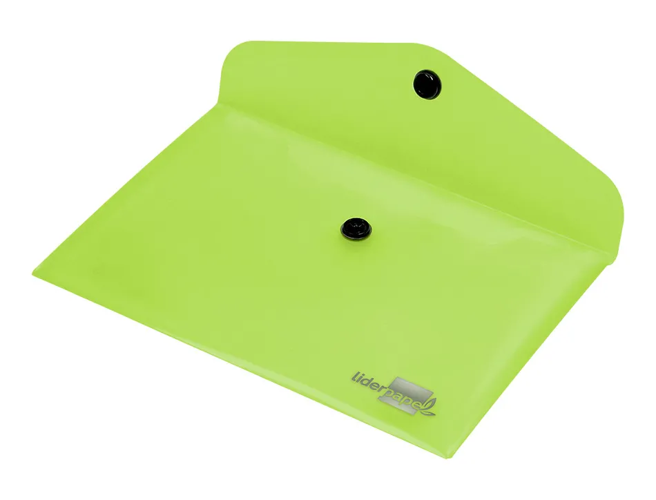 Pochette enveloppe liderpapel polypropylène 180 microns a7 105x74mm 50f fermeture bouton résistant transparent vert