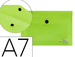 Pochette enveloppe liderpapel polypropylène 180 microns a7 105x74mm 50f fermeture bouton résistant transparent vert