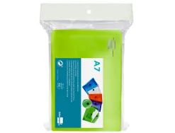 Pochette enveloppe liderpapel polypropylène 180 microns a7 105x74mm 50f fermeture bouton résistant transparent vert