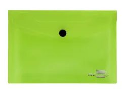 Pochette enveloppe liderpapel polypropylène 180 microns a7 105x74mm 50f fermeture bouton résistant transparent vert