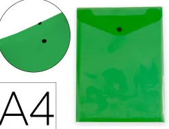 Pochette enveloppe liderpapel polypropylene 180 microns a4 297x210mm avec soufflet fermeture bouton vert