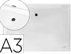 Pochette enveloppe liderpapel polypropylène 180 microns a3 420x297mm 50f fermeture bouton résistant transparent