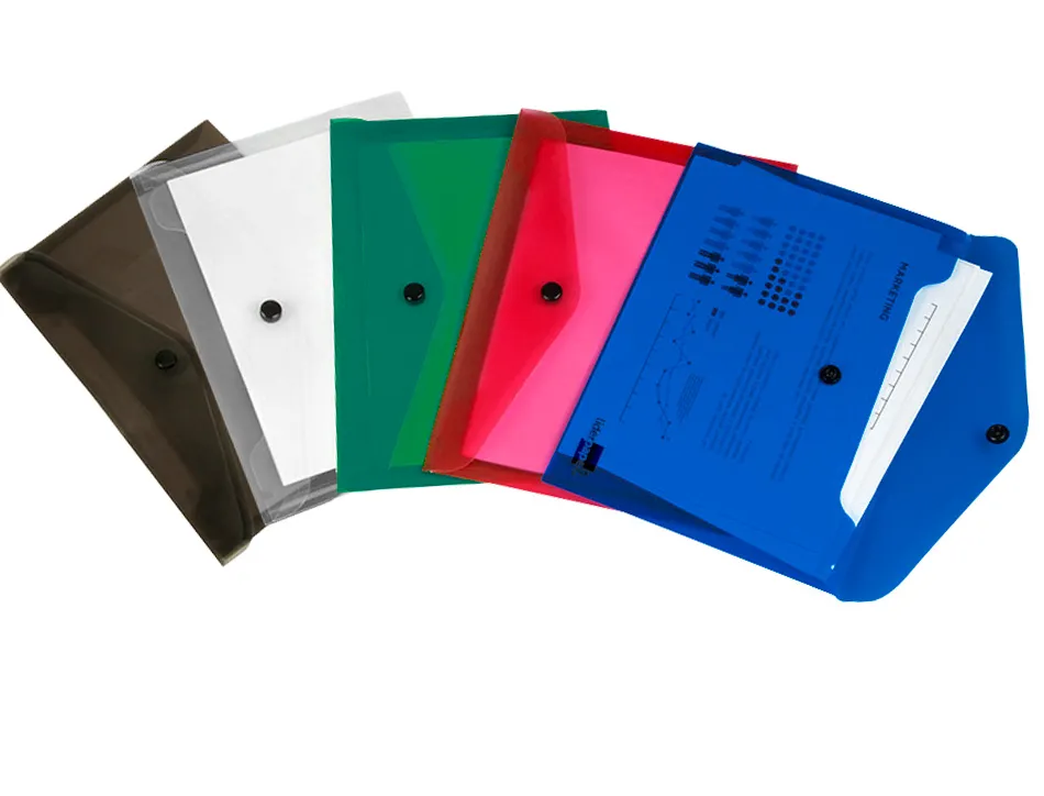 Pochette enveloppe liderpapel polypropylene 180 microns a5 210x148mm 50f fermeture bouton resistant noir opaque