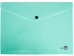Pochette enveloppe liderpapel polypropylene 180 microns a4 97x210mm 50f fermeture bouton vert pomme opaque