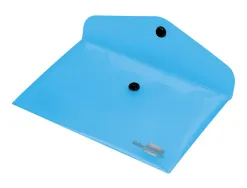 Pochette enveloppe liderpapel polypropylène 180 microns a7 105x74mm 50f fermeture bouton résistant transparent bleu