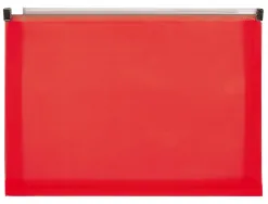 Pochette enveloppe liderpapel polypropylene 180 microns a6 105x148mm fermeture eclair rouge translucide