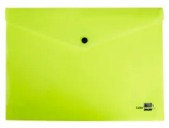Pochette enveloppe liderpapel polypropylene 180 microns a4 97x210mm 50f fermeture bouton jaune fluo opaque