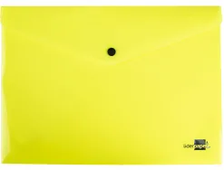 Pochette enveloppe liderpapel polypropylene 180 microns a4 97x210mm 50f fermeture bouton jaune fluo opaque